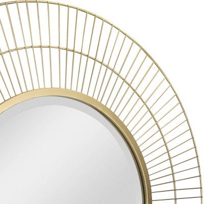 Gold Round Radial Wire Frame Wall Mirror