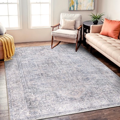 Blue 8' x 10' Synthetic Flat-Woven Medallion Area Rug