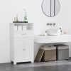 kleankin Modern Floor Bathroom Storage Cabinet Free Standing Cupboard with Drawer and Adjustable Shelf, Entryway Living Room Organizer,White - 3 of 4