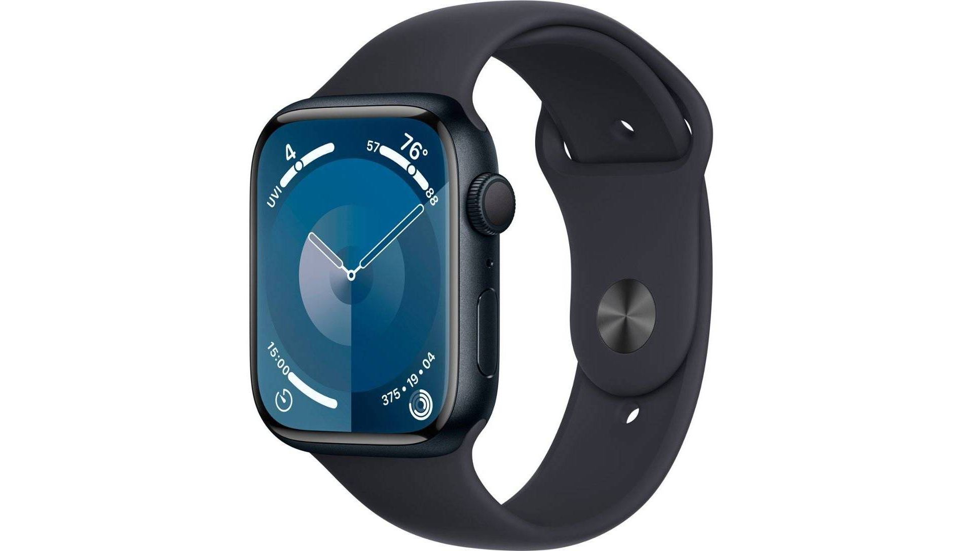 Apple Watch Series 9 GPS (2024) 45mm Midnight Aluminum Case with Midnight Sport Band - M/L