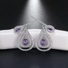 Hook Earrings for Women Oval Pear Purple Cz Sterling Silver Ginger Lyne Collection - 3 of 4