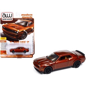2021 Dodge Challenger SRT Super Stock Sinamon Stick Orange Metallic "Modern Muscle" Series 1/64 Diecast Model Car by Auto World - 1 of 4