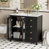 FAMYYT 36 in. Single Sink Freestanding Black Bath Vanity with White Ceramic Top, Adjustable Shelves and 3 Drawers - 2 of 4