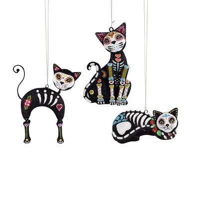 Gallerie II Sugar Skull Cat Ornament, Set of 3