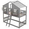 Kumasinova Twin-Over-Twin House Bunk Bed with Roof, Window, Window Box & Door, Low-Height Toddler Bed, Wood Loft Bed Frame with Guardrails, Ladder - 3 of 4