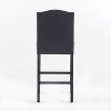 Set of 2, 26.25" Upholstered Counter Height Barstools with Nailhead Trim, Dark Charcoal and Walnut - 3 of 4
