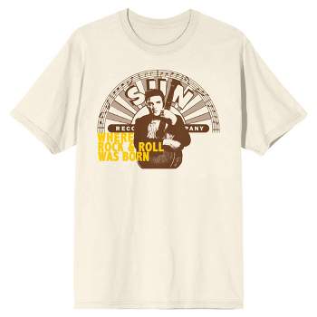 Sun Records Elvis Where Rock & Roll Was Born Crew Neck Short Sleeve Natural Men's T-shirt