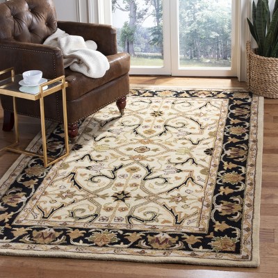 Heritage Ivory and Black Hand-Tufted Wool Area Rug