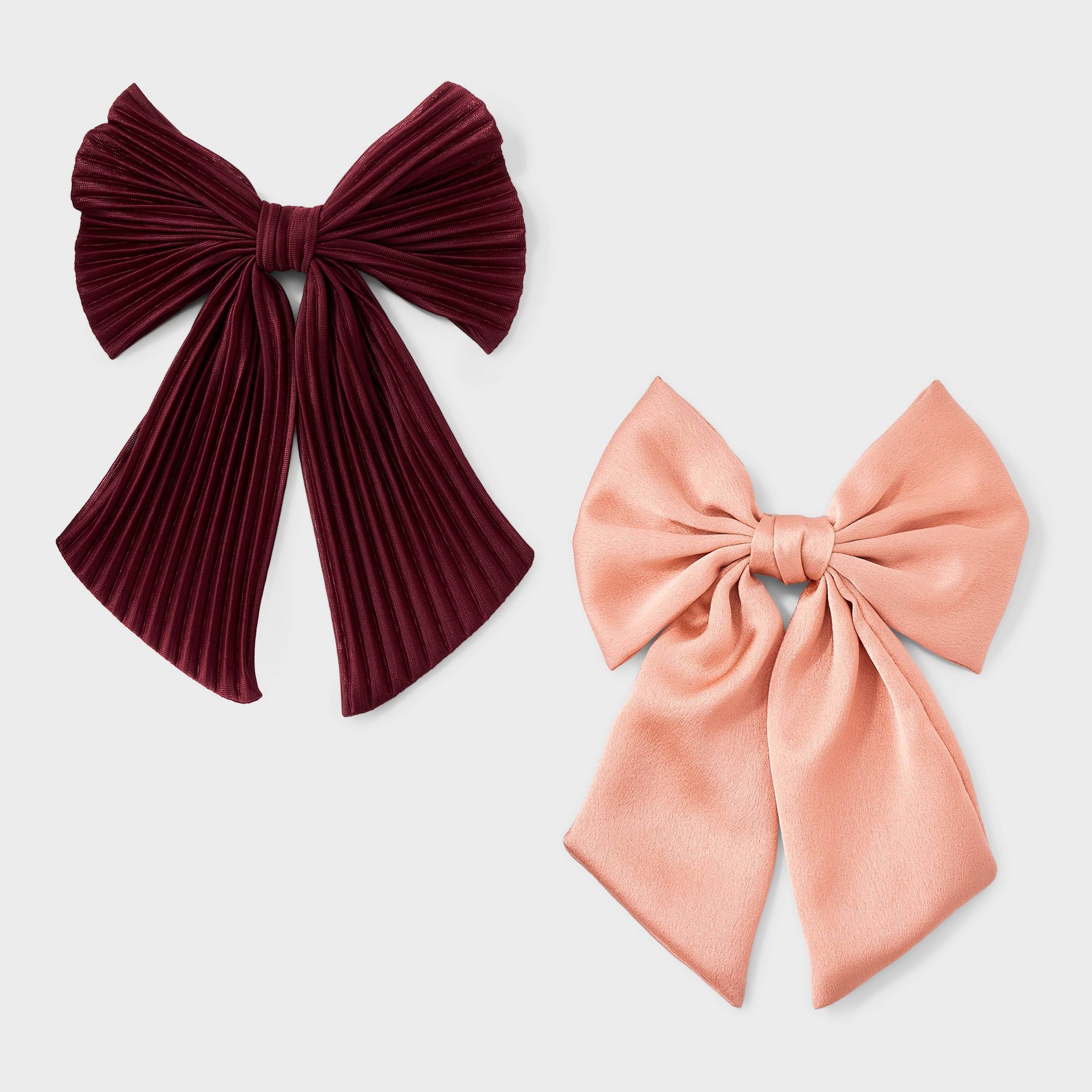 Textured Bow Hair Barrette Set 2pc - A New Day™ Pink/Red