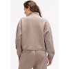 Peloton Women's Waffle Mock Neck ¼ Zip, Taupe Grey - 3 of 4