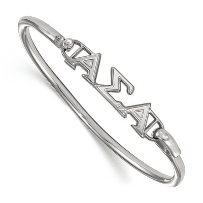 Black Bow Jewelry Sterling Silver Alpha Sigma Alpha Greek Life Bangle Bracelet 8 Inch