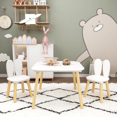 NicBex 3/5-Piece Small Dining Toddler Table Set & Chairs for Study,Bedroom,Wooden Kids Dinette Set with Cute Shape