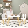 LOVSON Children's Rabbit Theme Table and Chairs Set, 3 Piece Wooden Activity Table and Chairs, Solid Wooden Legs, White,23.6'' W x 23.6'' D x 17.3'' H - 2 of 4