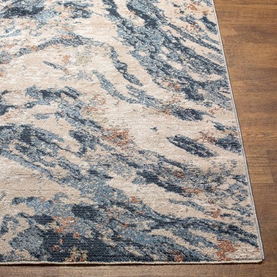 Randalia Navy and Beige Wool Blend Area Rug 2'3" x 3'9"