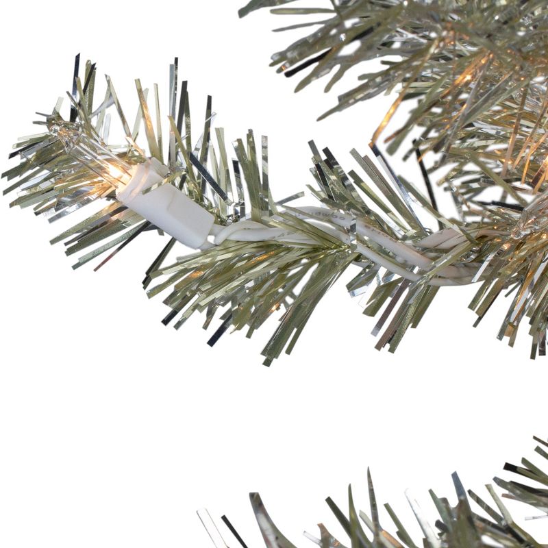Northlight 3' Metallic Platinum Artificial Tinsel Christmas Tree - Clear Lights, 4 of 7