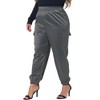 Agnes Orinda Women's Plus Size Satin Elastic Waist Athleisure Ankle Length Casual Jogger Pants - 2 of 4