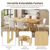 7-Piece Extendable Dining Set with Butterfly Leaf, Geometric Wood Legs, Upholstered Chairs, Distressed Wire-Brushed White Finish-Cuddlewood - 2 of 4