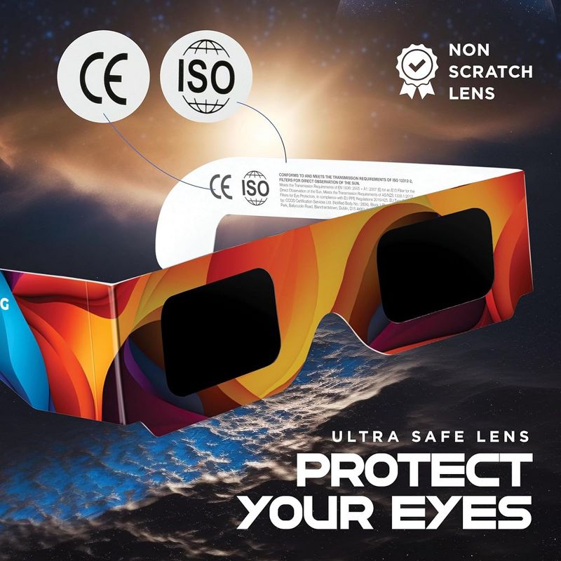 Solar Eclipse Glasses 2 pack - 2024 CE and ISO Certified 2024 Multicolor Safe Shades for Direct Sun Viewing - MedicalKingUsa, 4 of 7