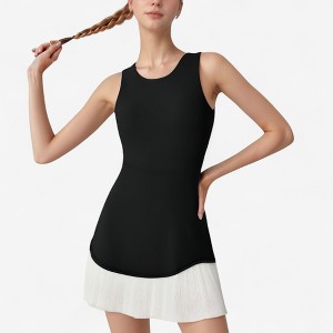 Anna-Kaci Active Women's Sleeveless Tennis Dress with Scoop Neck Fitted Bodice and Contrast Pleated Hem - 1 of 4