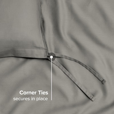 Light Gray Organic Cotton Sateen Twin Duvet Cover Set