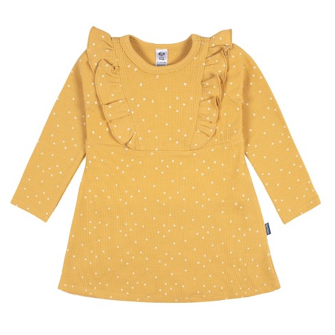 Gerber Baby Girls' Dress With Ruffle - Yellow Dots - 12 Months : Target