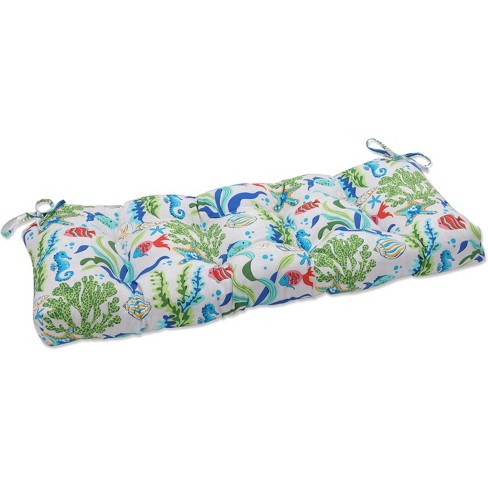 Outdoor/Indoor Blown Bench Cushion Coral Bay Blue - Pillow Perfect - image 1 of 4