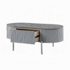 Royal Hampton Coffee Table, Gray High Gloss, Chrome Metal, Gray Wood, 47 Inch - 3 of 4