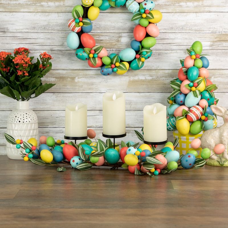 Northlight 32" Colorful Easter Egg Pillar Candle Holder Centerpiece, 2 of 7