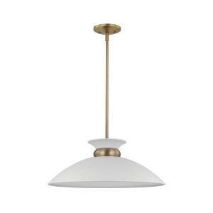 Nuvo Lighting Perkins 1 - Light Pendant in  Matte White/Burnished Brass - 1 of 1