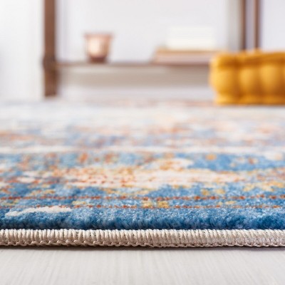 4' x 6' Blue Floral Motif Synthetic Area Rug