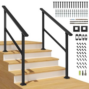 2 Pack Hand Rails for Outdoor Steps, Wrought Iron Railing, Exterior Hand Railing for Steps, Porch Railing Kit - 1 of 4