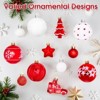 Aoibox 42 Piece Christmas Ornament Set Shatterproof Red and White Ball Ornaments Various Styles for Holiday Tree Decoration - 3 of 4