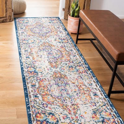 Multi-Color Distressed Bohemian Medallion Runner Rug 2'7" x 8'