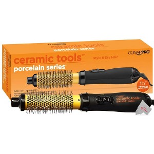 ConairPro Ceramic Tools Porcelain Series 1.25 Inch 1000W Soft-Bristle Hot Air Brush to Style & Dry Hair - 1 of 4