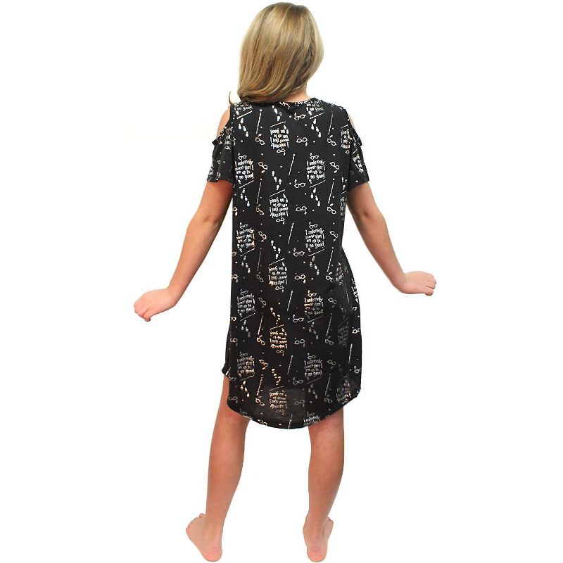 Intimo Big Girls' Harry Potter I Solemnly Swear Shoulder Cut Out Nightgown Black, 2 of 7