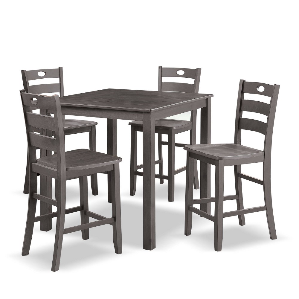 Photos - Dining Table HOMES: Inside + Out 5pc Danca Transitional Square Counter Height Dining Set Gray