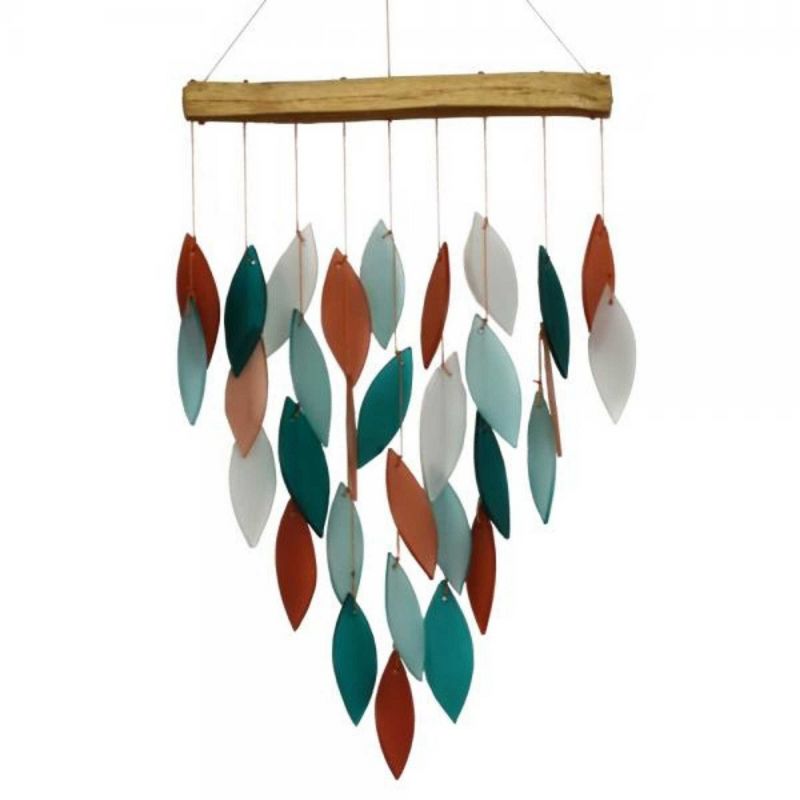 18.0 Inch Coral Teal Waterfall Wind Chime Yard Decor Handcrafted Music Bells And Wind Chimes, 1 of 2