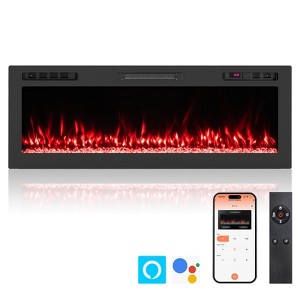 Costway 50" Smart WiFi Electric Fireplace Work with Alexa & Google Assistant & Recessed - 1 of 4
