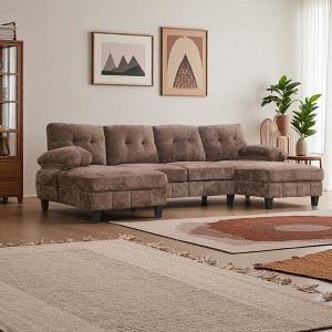 Polibi Ultra-Plush U-Shaped Chenille Sectional Sofa with Dual Chaises - 1 of 4