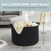 Aoibox Large Black Woven Rope Basket 22x22x14 Inch Soft Cotton Bin for Blanket Kids Toy Storage Organizer Decorative Holder - 3 of 4