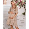 LXT- Maternity Dress Womens Casual Babydoll Dress Ruffle Short Sleeve V Neck Floral Printed Flowy Mini Short Tunic Dress - 4 of 4