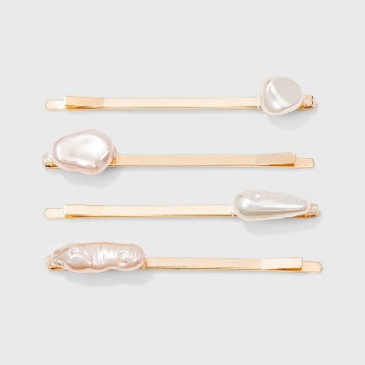 Irregular Shape Pearl Charm Bobby Pin Set - A New Day™ Ivory