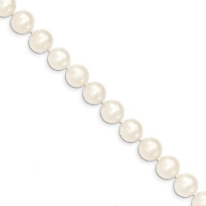 Black Bow Jewelry 9-10mm, White FW Cultured Pearl & 14k Yellow Gold Clasp Necklace - 1 of 4