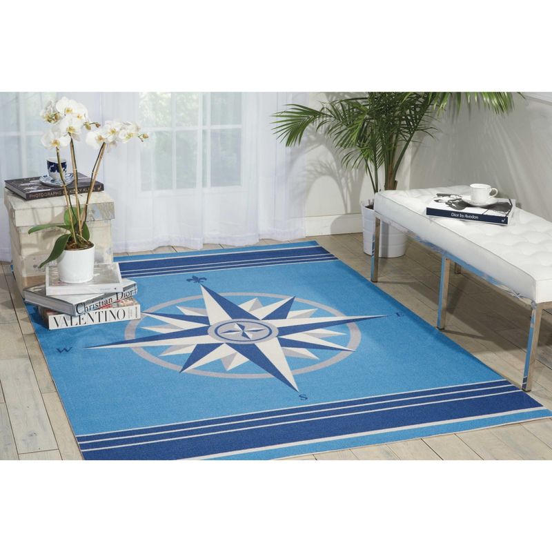 Waverly Sun & Shade "Sailing" Blue Indoor/Outdoor Area Rug by Nourison, 3 of 7