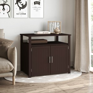 Cat Litter Box Furniture Cabinet with Removable Partition,Hidden Litter Box Enclosure and Indoor Cat House-LAOTIES - 1 of 4