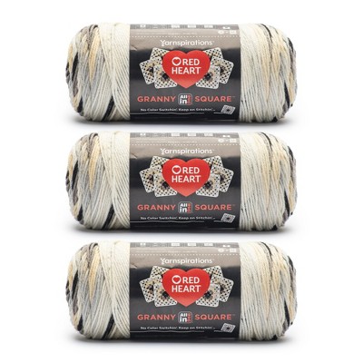 Red Heart All in One Granny Square Yarn 24 Pack-Soft White - Shadow