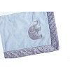Bacati - Elephants Light Blue with Grey Border Embroidered Blanket - 4 of 4