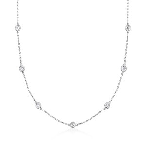 Ross-Simons 2.00 ct. t.w. Moissanite Station Necklace in Sterling Silver - 1 of 3