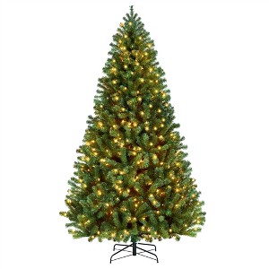 Yaheetech 4.5Ft/6Ft/7.5Ft/9Ft/12Ft Pre-lit Spruce Artificial Christmas Tree with 150 Incandescent Warm White Lights - 1 of 4