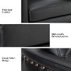 Eulalia 28.74 Wooden Upholstery Wide Genuine Leather Swivel Chair with Swivel Metal Base and Squared Arms| ART OF LIVING DESIGNS - 4 of 4